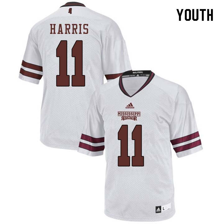 Youth #11 Dezmond Harris Mississippi State Bulldogs College Football Jerseys Sale-White